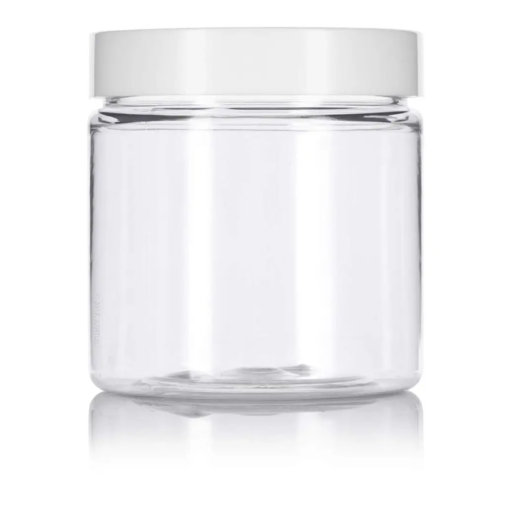 220ml clear basic plastic jar with white straight top cap jars 256