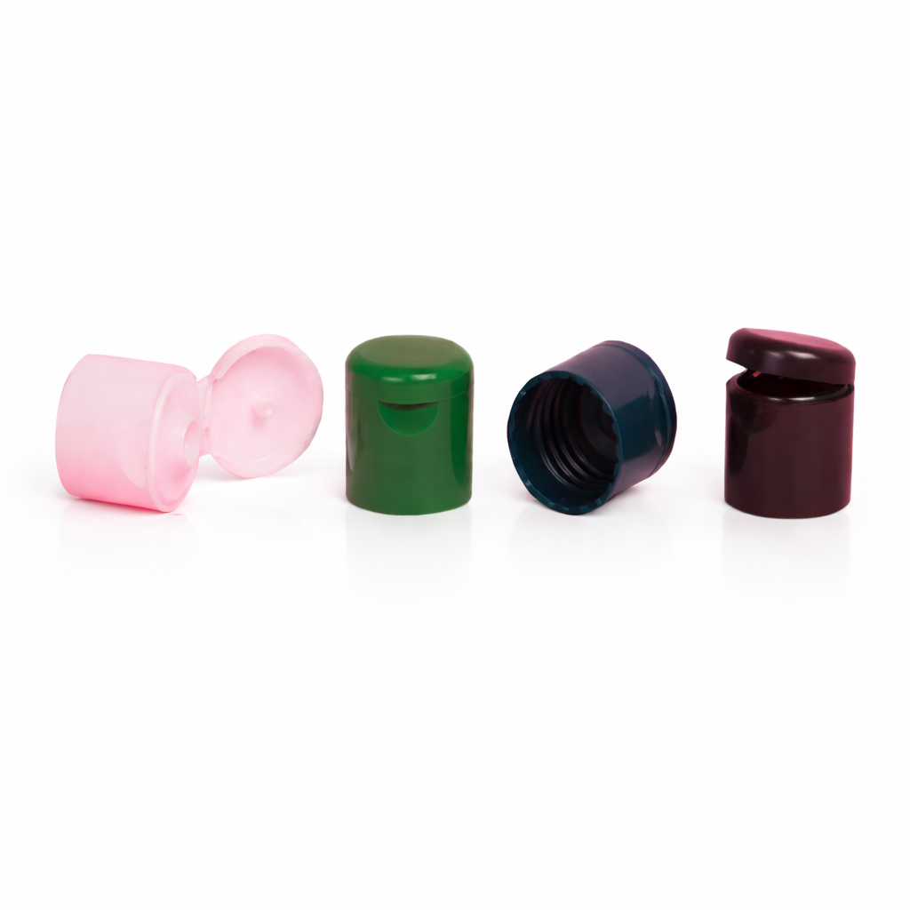 colorful flip top plastic caps lineup